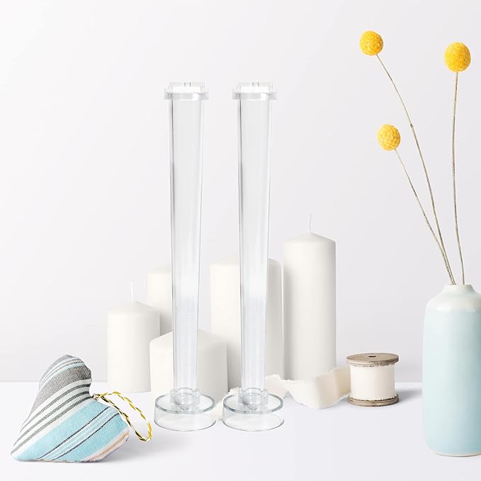 2pcs Taper Candle Mold, 10.2 Inch Clear Plastic Tapered Candlesticks Candle Molds, for Wedding, Parties, Dinner, Home Decor