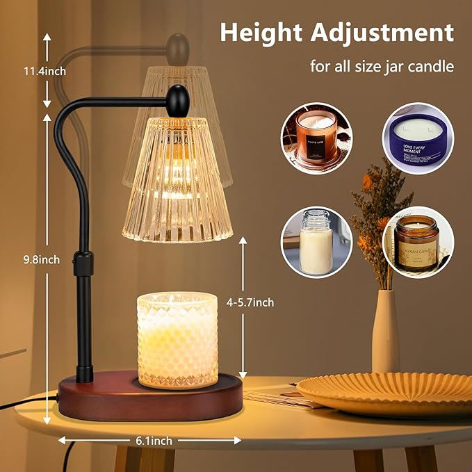 Engpure Candle Warmer Lamp with Dimmer, Candle Warmer with Timer Adjustable Height for Scented Wax Jar Candles, Gifts for Women Mom New Home Decor, for Women Mothers Day