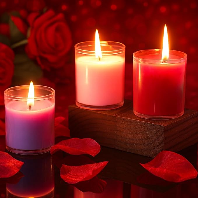3 Pcs Low Temperature Candles Valentine's Day Rose Scented Candles Low Heat Strawberry Fragrance Night Dripping for Aromatherapy Valentine Weddings Decor Each 2.82 oz