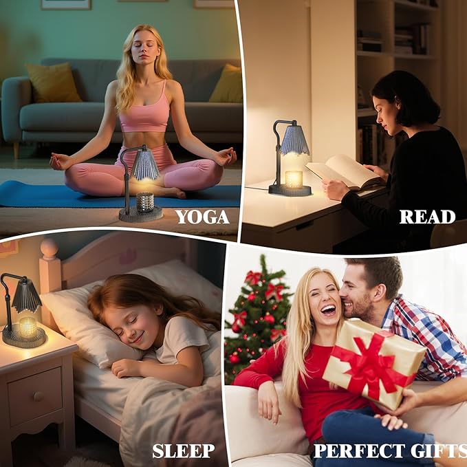 Candle Warmer Lamp with Timer & Dimmable 4-Level Brightness - Adjustable Height,for New Home Bedroom, Gifts for Women (Black)