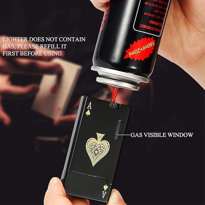 Yeuligo 2 Pack Double Flame Torch Lighter, Classic Pocket Ace Lighters with Visible Window, Adjustable Jet Torch, Refillable Without Butane (Ace Black)