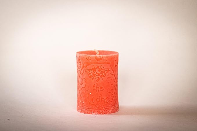 BeeTheLight Beeswax Pillar Candle - 100% Pure Bees Wax - Choose Your Size and Color - 54 Hour Burn Time - Fits 3x4 Holder - Unscented - Natural Light Honey Scent (Pink Sunset, Medium)