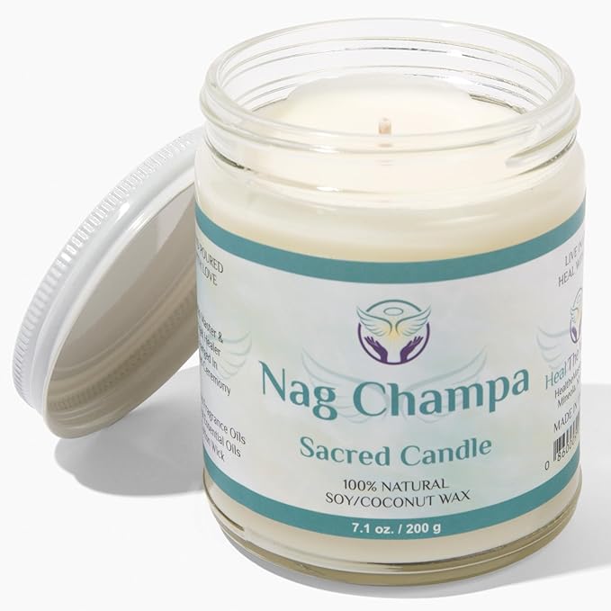 White Sage Candles for Cleansing House Chakra Healing | Energy Cleansing Smudge Candle | Natural Aromatherapy Candle | Sage for Cleansing House Negative Energy (7 oz) (Nag Champa)