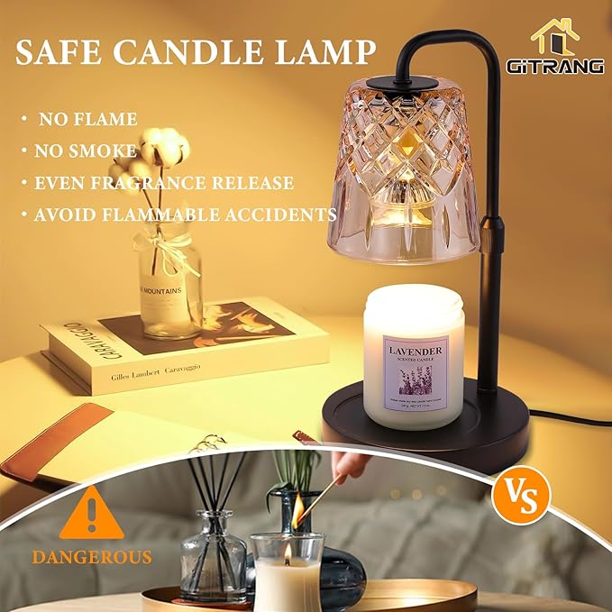 Candle Warming Lamp with Timer Dimmer,House Warming Gifts New Home Decor, Birthday Gifts for Women Mom,Height Adjustable Wax Melts Warmer for Jar Candles with 3 Bulbs，Mother's Day Gifts Decor Lamp