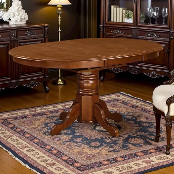Furnifact Oval Dining Table – Solid Wood Expandable Table for 6 with Butterfly Leaf, Stylish Farmhouse Design, Durable and Elegant for Dining Room