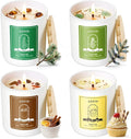 AOOVOO Holiday Candles Set for Women - 4 Pack Candles for Home Scented, Aromatherapy Candle with Crystals, 28 oz 200 Hour Long Lasting Candle, Winter Fragrance of Cedar, Fir, Hot Cocoa, Vanilla Cake