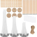 Candle Wick Making Kit, 90 Cotton & 10 Wood Wicks, 4 6 8 Inch Pre-Waxed Cotton Wicks with Wick Holders, Metal Tabs, Stickers, Labels, Twine for Soy, Beeswax, Jar, Pillar Candle Making