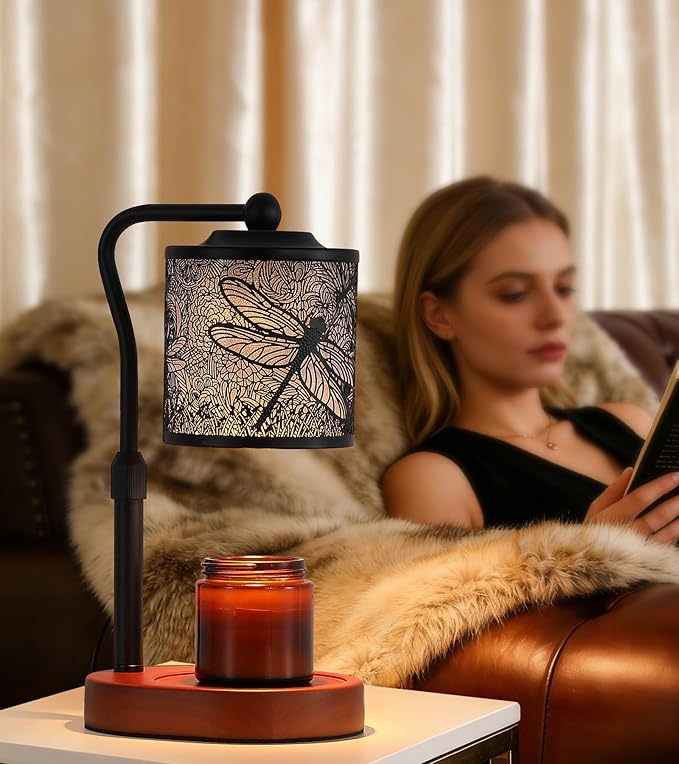 Candle Warmer Lamp with Timer, Dragonfly Candle Warmer Lamp with Jar Candles,Wax Melt Warmer for Housewarming Gift, Birthday Mother's Day Valentines Gifts for Women,Mom,Sister,Bedroom Home Decor