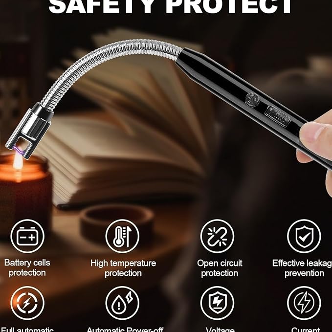 2 Pack Electric Candle Lighters – USB Rechargeable Plasma Arc, Windproof Flameless with Flexible Neck for Candles, Fireplace, BBQ, Camping