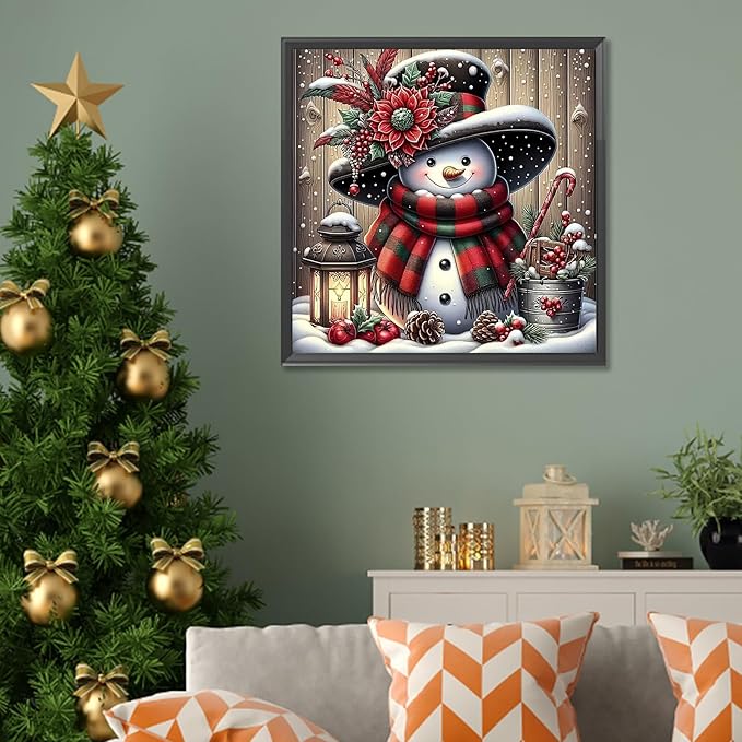 APTDYIGL 5D Christmas Diamond Painting Kits for Adults Beginner,DIY Christmas Snowman Diamond Art Kits for Adults,Round Full Drill Diamond Dots with Gem Art Kits,Home Wall Decor 13.7X13.7inch