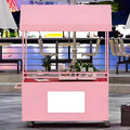 JKGHK Vending Iron Cart with Canopy, 4-Wheel Portable Mobile Dining Market Stall, Outdoor Dining Carts Market Stall, for Street Food, Handicrafts, Snacks(Pink,100cm/39.3in)