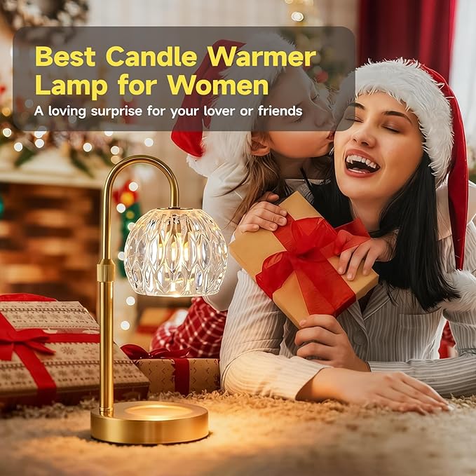 Gold Candle Warmer Lamp with Timer Dimmable, Birthday Gifts for Women Mom, House Warming Gifts New Home Decor, Wax Melt Warmer for Jar Candles