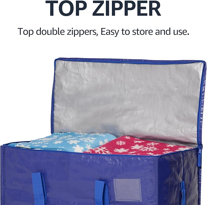 Moving Bags Heavy Duty Extra Large, Moving Boxes, Moving Supplies Essentials, Blue Storage Bins with Lids, Plastic Packing Totes, Storage Bags for Clothes with Handles & Zippers(Blue, 12 Pack)