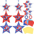 Qyeahkj 36 Set 4th of July Suncatchers Crafts for DIY Patriotic Star Window Tissue Paper Craft Kit Star Hanging Decor for Patriotic Home Activity Art Project Birthday Party Favor Gift
