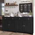 4 EVER WINNER Buffet Cabinet with Storage, 55" Black Sideboard Buffet Cabinet with Drawers and Doors, Coffee Bar for Dining Room