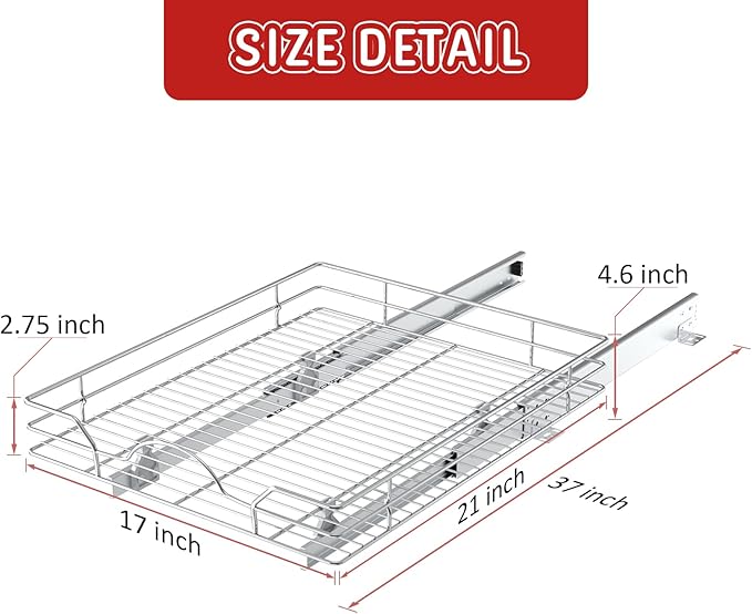 LOVMOR Pull Out Cabinet Organizer and Storage 17" W x 21" D, Slide Out Shelves for Kitchen Cabinets