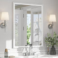 USHOWER White Bathroom Mirrors for Over Sink 30x40 Inch, Metal Framed Rectangle Vanity Mirror for Wall, Bedroom, Living Room, Entryway, Farmhouse, Anti-Rust, HD Tempered Glass, Horizontal/Vertical