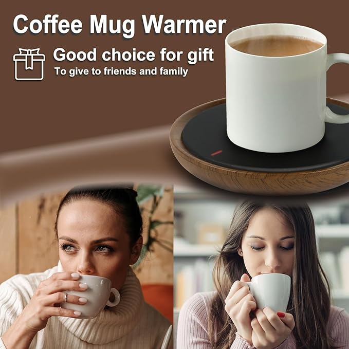 Coffee Mug Warmer, Candle Warmer Plate Wood Grain Style, Wax Melt Warmer for Scented Wax, Electric Coffee Warmer for Desk, Coffee Cup Warmer with Auto Shut Off