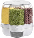 Rotating Grain Dispenser, Round Multigrain Tank Cup 6-Compartment Rice and Bean Dispenser, 17.64lb Cereal Grain Dispenser for Store Rice, Red Beans, Yellow Beans, Black Beans