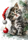 QZOTRXI Winter Diamond Art Kits for Adults,Christmas Cat Diamond Painting Kits for Beginners, DIY Round 5D Gem Art Kits and Art Crafts for Home Decor 12x16 Inch