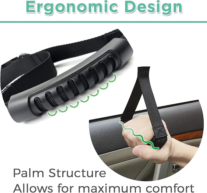 Automotive Standing Aid Safety Grab Handle Adjustable Vehicle Support Strap Portable Nylon Car Assist Device Grip Handle for Elderly, Disability