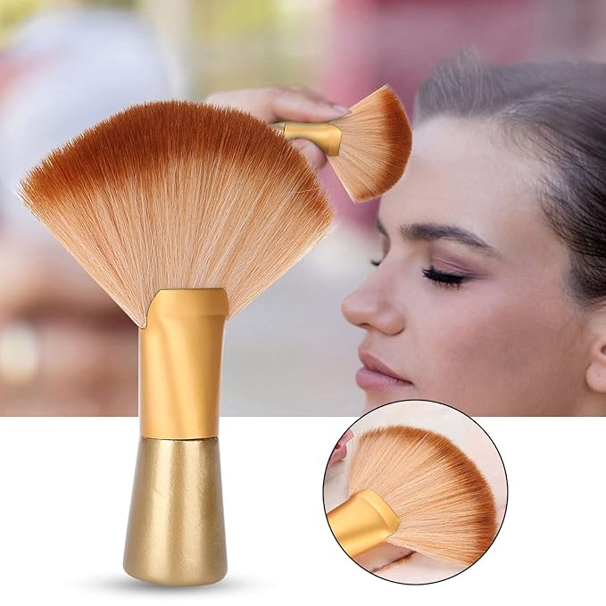 Soft Fan-Shaped Neck Duster Brush, Large Sweep Hair and Face Cleaning Brush for Salon Stylists and Barbers