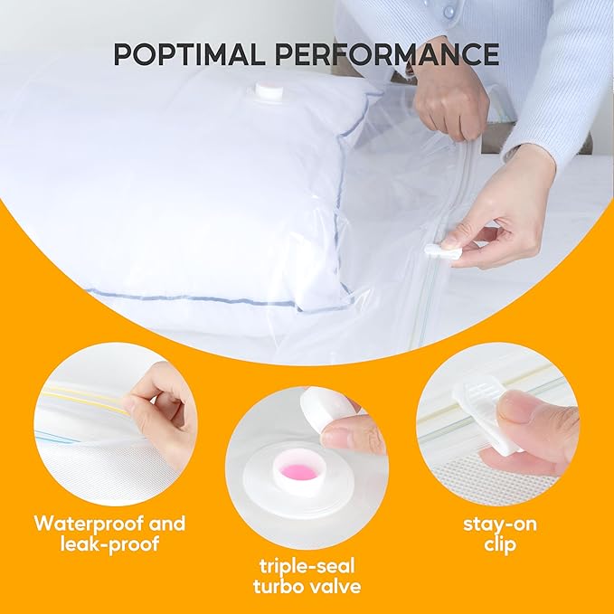 Simple Deluxe 10 Jumbo Vacuum Storage Bags, Space Saver Bags, Vacuum Seal Bags with Hand Pump for Comforters, Blankets, Bedding, Pillows and Clothes