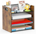 Wood Desk Organizer - 4-Tier Desktop File Organizer, Wooden Paper Organizer, Office Desk Organization for Accessories, Papers, Mail, Notebooks, Stationery