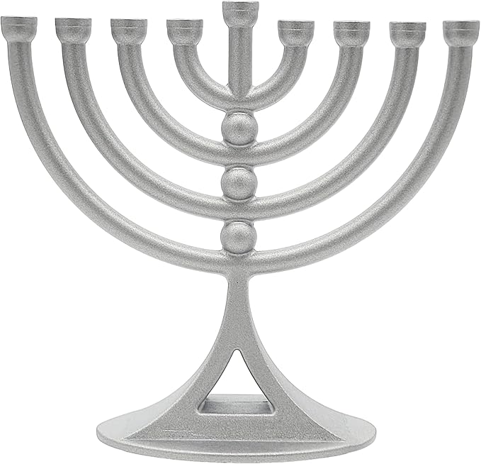 24-Pack Hanukkah Matte Silver Mini Menorah with Candles Classic 5 Inch Great for Travel, Hanukkah Decor Centerpiece