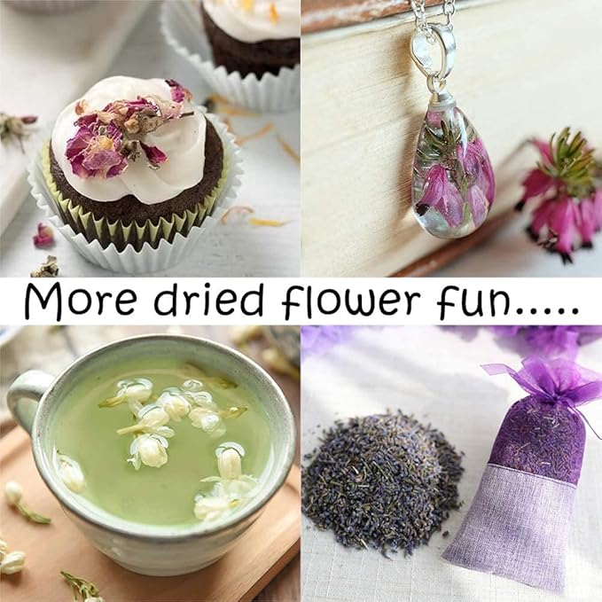 LAVEVE Dried Flowers, 40 Bags 100% Natural Dry Flower Herbs Kit for Soap, DIY Candle, Bath, Resin Jewelry Making Include Lavender, Don't Forget Me, Lily, Rose Petals, Jasmine and More