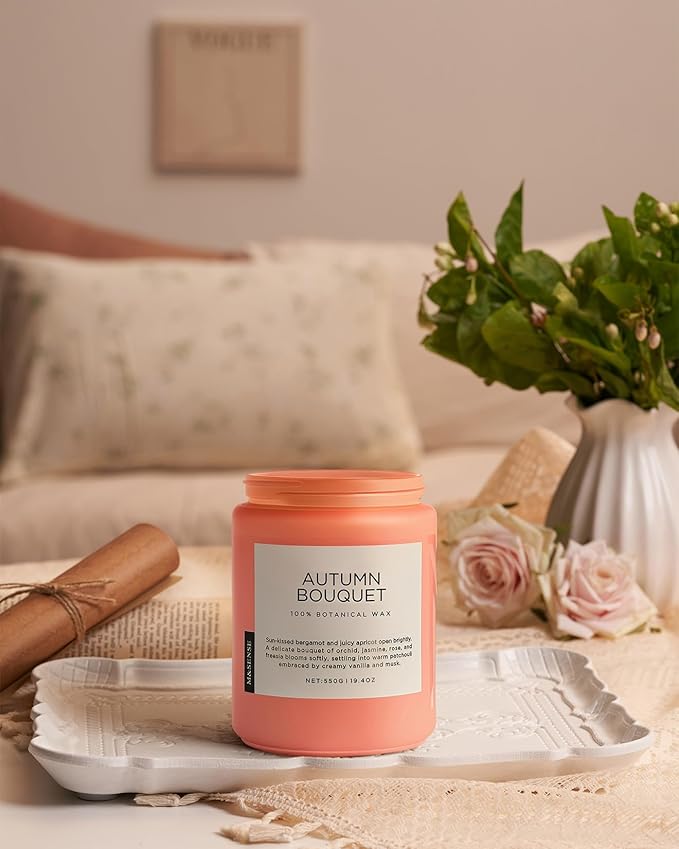 M&SENSE Scented Candles Orchid Jasmine Flower Aroma Large 19.4oz Natural Soy Wax 110 Hours Burn Time Clean Non Toxic 2 Wicks Scented Valentine Candles for Birthday Holiday Gifts