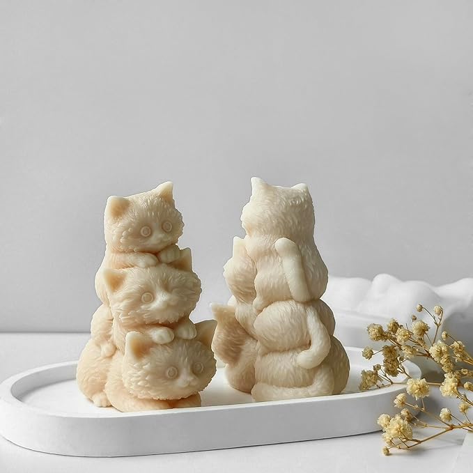Animal Molds Cat Mold Cat Silicone Wave Spiral Candle Mold - Silicone Resin Casting Molds for Candle & Resin & Soap Craft Supplies
