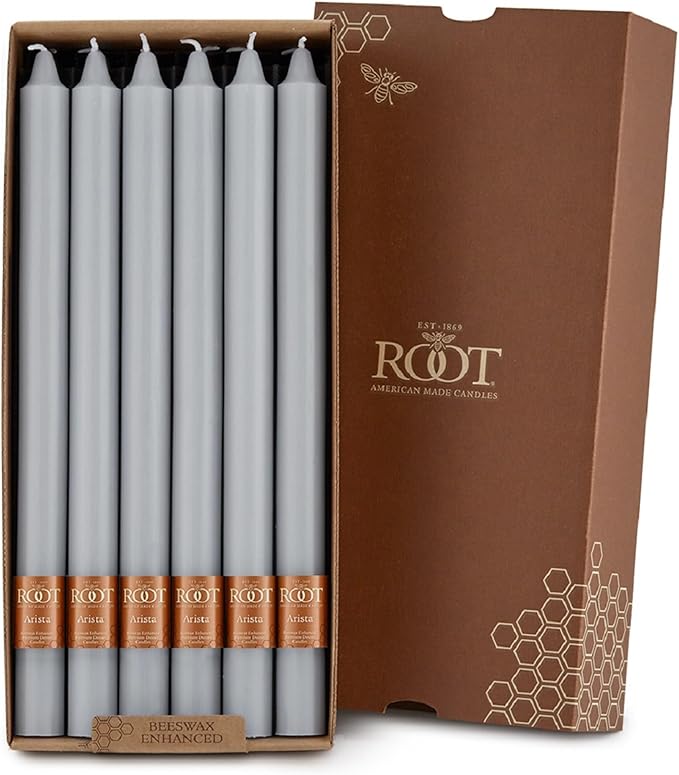 Root Candles Unscented Dinner Candles Premium Beeswax Blend Boxed Candle Set, 12-Inch, Sky, 12-Count