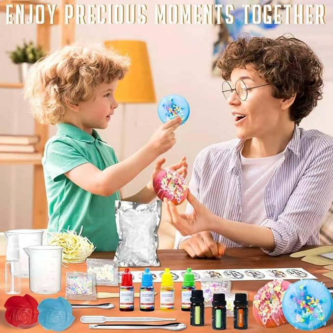 WhizToys Soap Making Kits for Kids and Adults,Kit para Hacer Jabones,Silicone Donut Molds,DIY Craft Supplies,Perfect Birthday Holiday Gifts for Girls 8-12,Fun,Easy,Creative