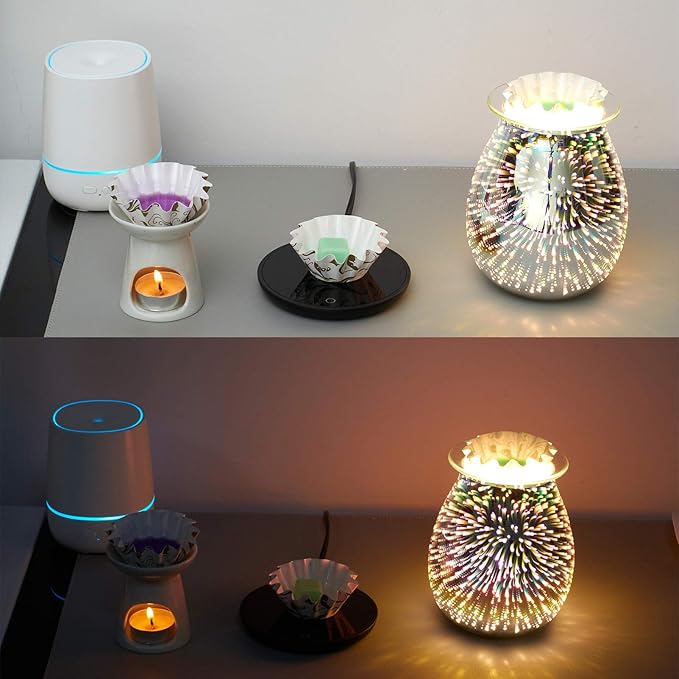 50 Wax Melt Warmer Liners for Scented Candle Cubes, Disposable Wax Melt Warmer Cups for Plug-in Electric Melter, Reusable and Leakproof Liners for Scented Tart Burner(Golden Pattern)