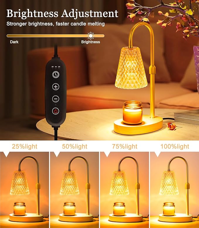 Candle Warmer Lamp Electric Timer - Candle Lamp Warmer, Mothers Day Gifts for Mom & Women, House Warming Gifts for Scented Wax with 2 Bulbs Jar