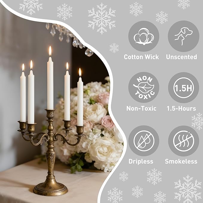 Viyffo 20 Pack White Chime Taper Candles, 4 Inch Mini Unscented Dripless Spell Candles, 1.5 Hour Burn Time for Rituals, Meditation, Prayer, Intention Setting, Altar & Home Décor