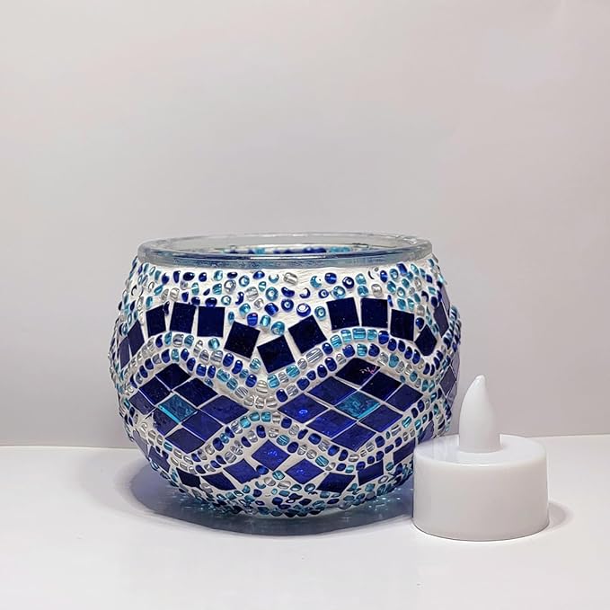 Turkish Mosaic DIY Candle Holder Kit Glass Decorative Tea Light Holder for Living Room & Bedroom | Create Your Own Mosaic Candle Holder | Craft Kit for Adult