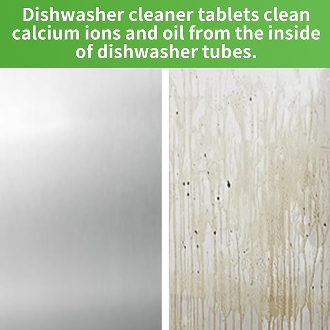 Dishwasher Cleaner and Deodorizer Tablets, Dishwasher Cleaning Tablets 24 Pack - Helps Remove Limescale & Odor, Prevents Buildup in Pipes, Safe for All Dishwashers, Lemon Scent - 12 Month Supply