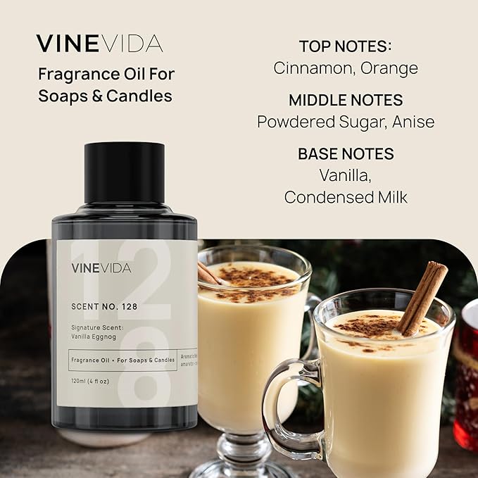 VINEVIDA [4 oz] Vanilla Eggnog; Fragrance Oil for Candle Making and Soap Making - Premium Candle Scents for Soy Candles