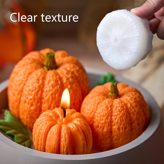 5 Pack Pumpkin Candle Molds Pumpkin Silicone Mold Set with Leaf Lemon Slices Star Anise Cinnamon Molds for Candles Wax Soap Making Epoxy Resin Casting 3D Candle Mold Halloween Thanksgiving Home Decor