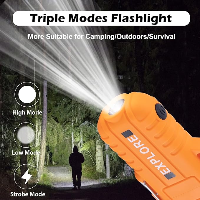 LcFun Arc Plasma Waterproof Lighter Electric Windproof Lighter USB Type C Rechargeable Flameless Cool Lighters with Flashlight for Camping, Survival,Outdoor Adventure, Tactical (Orange)
