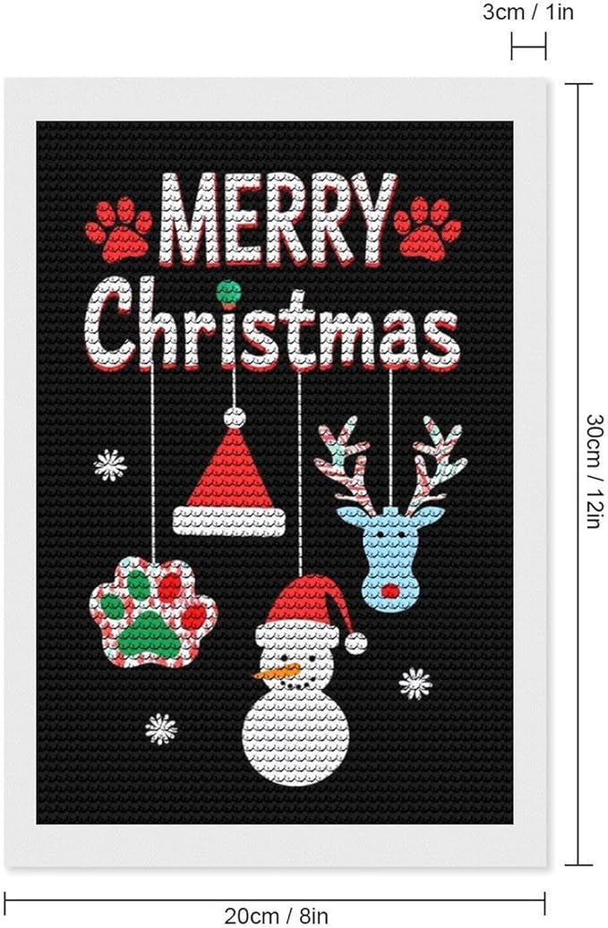 AIVKIEJK Diamond Painting Kits for Adults - Merry Christmas Paw Painting DIY 5D Full Drill Diamond Dots Paintings with Diamonds Gem Art and Crafts Home Decor 8"x12"