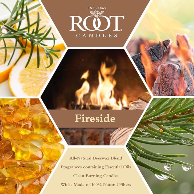 Root Candles Fall Scented Candles in Travel Tin 24-Hour Honeycomb Traveler Handcrafted Beeswax Blend Candle, 4-Ounce, Fireside