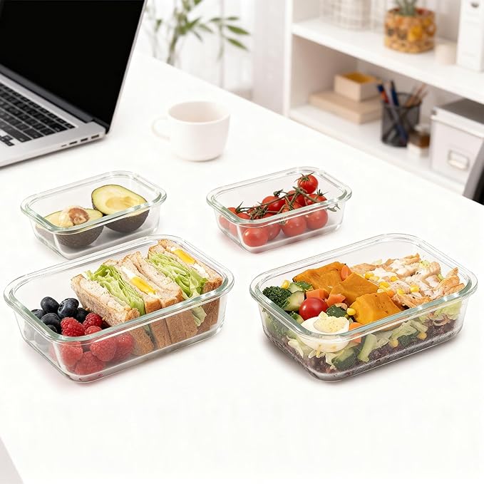GENICOOK Airtight Glass Meal Prep Containers 15-Pack with Locking Lids – Leak-Proof Food Storage Containers Set, BPA-Free Borosilicate Glass, Microwave, Oven, Freezer & Dishwasher Safe