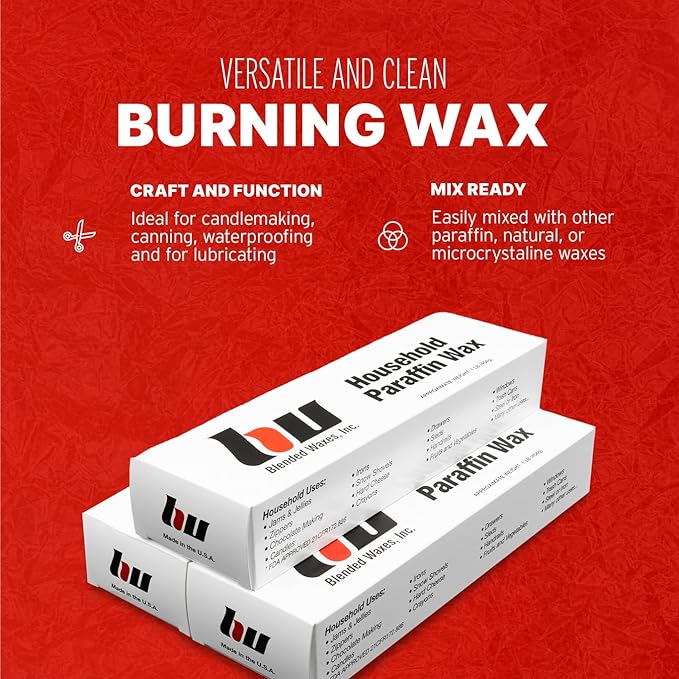 Blended Waxes, Inc. Paraffin Wax Blocks - Household Paraffin Wax for Candle Making, Canning, Waterproofing, Metal Preservation, and a Variety of Other Applications (1lb. Blocks - 3 Blocks)