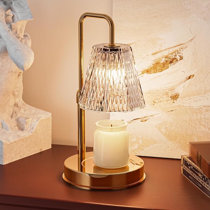 Candle Warmer Lamp with Timer – Dimmable Wax Warmer for Vintage Room Decor, Height Adjustable Candle Lamp for Mom, Birthday Gifts for Women,House Warming Gifts for New Home Decor with 2 Bulbs