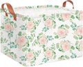 Rectangle Storage Basket with Handles,Collapsible Storage Bin,Books Box,Gift Basket(Watercolor Rose)