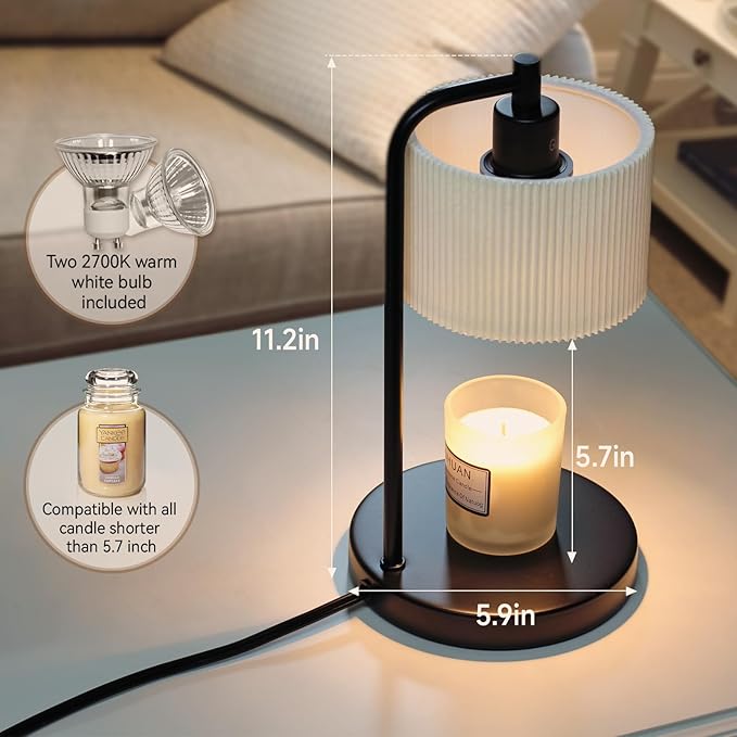 NITOWOLF Candle Warmer Lamp with Timer, Dimmable Candle Wax Warmer Electric Candle Lamp for Scented Candles with Bulbs, Christmas Gifts House Warming Gifts Home Decor (Black)