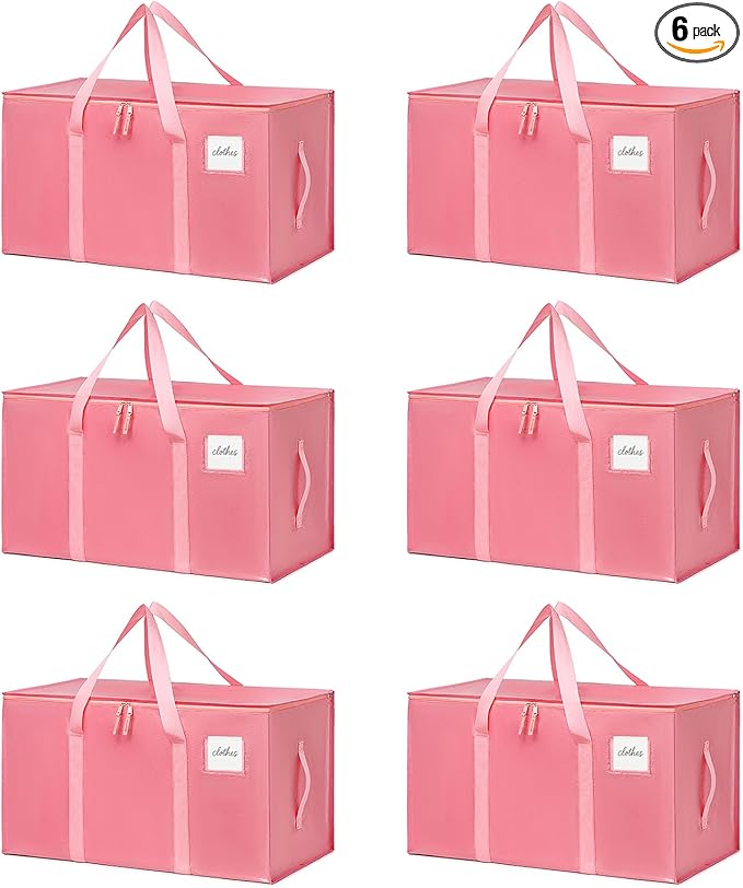 Moving Bags Heavy Duty Bubblegum Pink – Large Packing Bags for Moving, Extra Large Storage Totes with Zippers and Handles